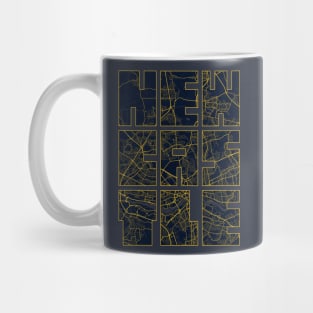 Newcastle upon Tyne, England City Map Typography - Gold Art Deco Mug